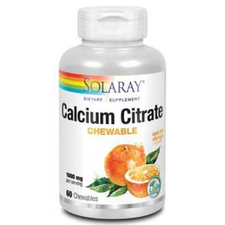 Solaray Calcio Citrato 1000 mg. Sabor Naranja 60 comprimidos masticables.