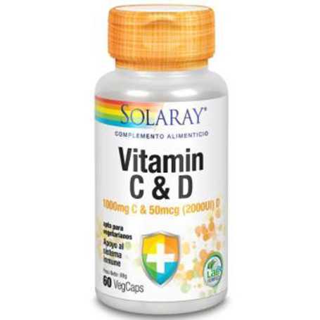 Solaray Vitamina C 1000 mg. + Vitamina D 200o ui. 60 cápsulas